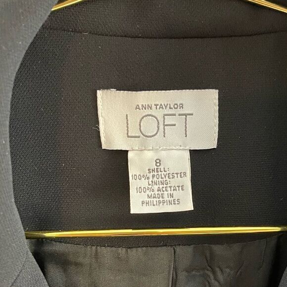 Ann Taylor LOFT Double Breasted Suit Jacket/Blazer || SZ 8 || Black - Picture 6 of 10